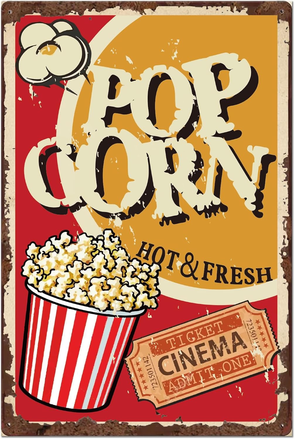 Home Cinema Movies - SUPERDANT Popcorn Tin Signs Cinema Metal