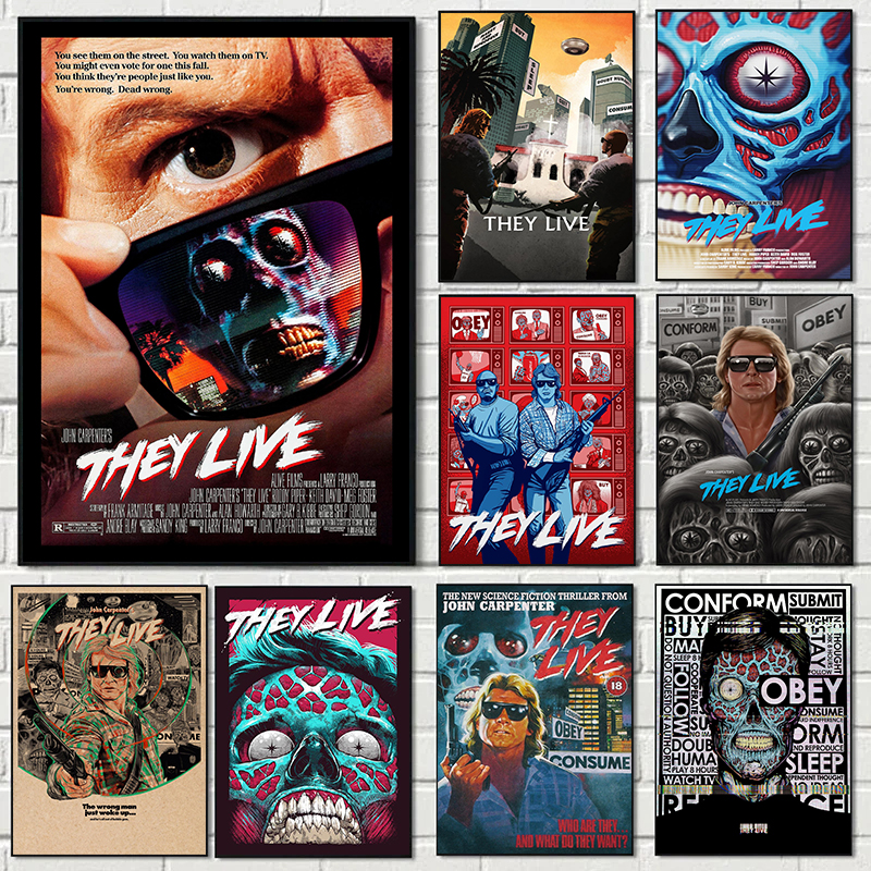 Home Cinema Wall Art - Vintage Art Horror Movie THEY LIVE