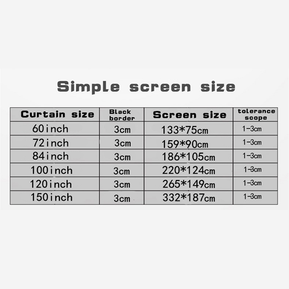 Home Cinema Outdoor - 16:9 Simple Projector Curtain 60/72/84/100/120/150 inch