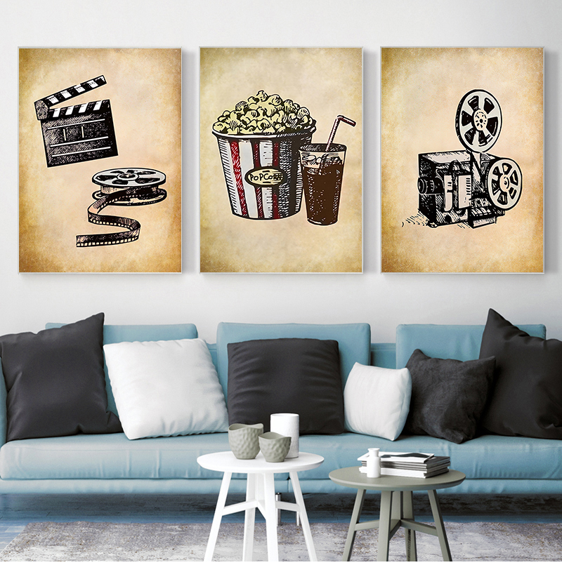 Home Cinema Wall Art - Movie Theater Vintage Art Canvas Painting