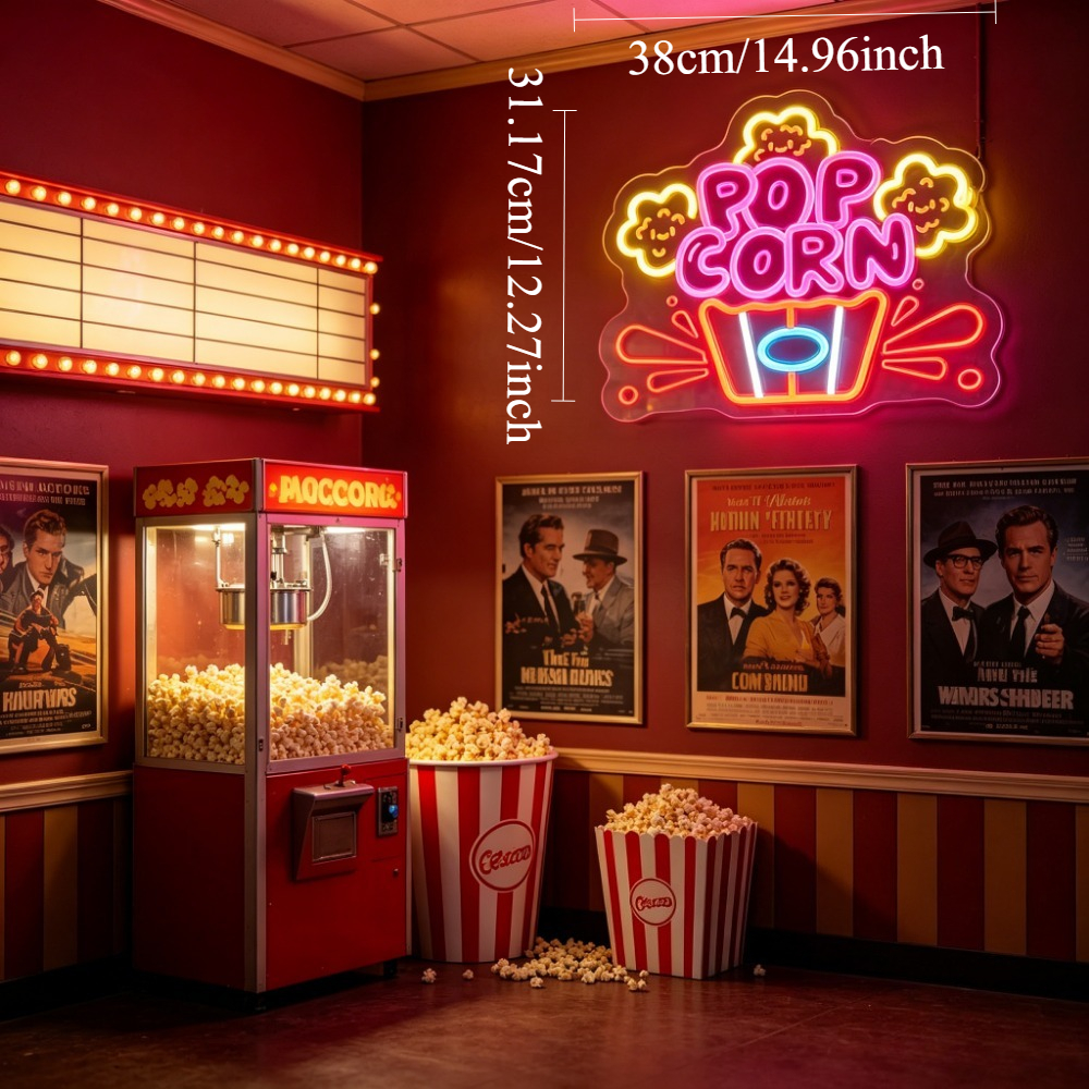 Popcorn Movie Cinema Neon Sign - Home Cinema Kids ulasan dan harga