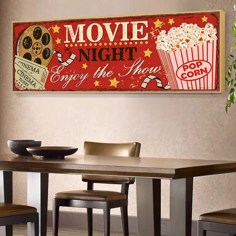 Cinema Sign Canvas Painting Ab - Home Cinema Wall Art ulasan dan harga