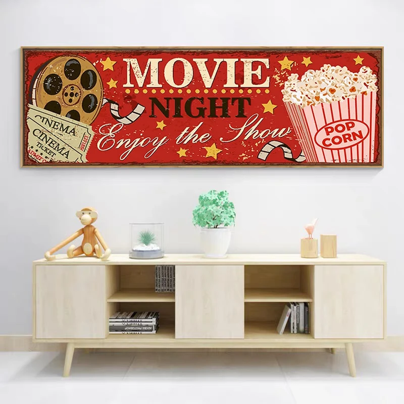 Cinema Sign Canvas Painting Ab - Home Cinema Wall Art ulasan dan harga