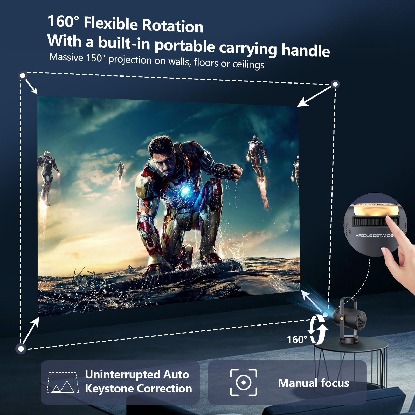 2026 New Smart Portable Projec - Home Cinema Movies ulasan dan harga
