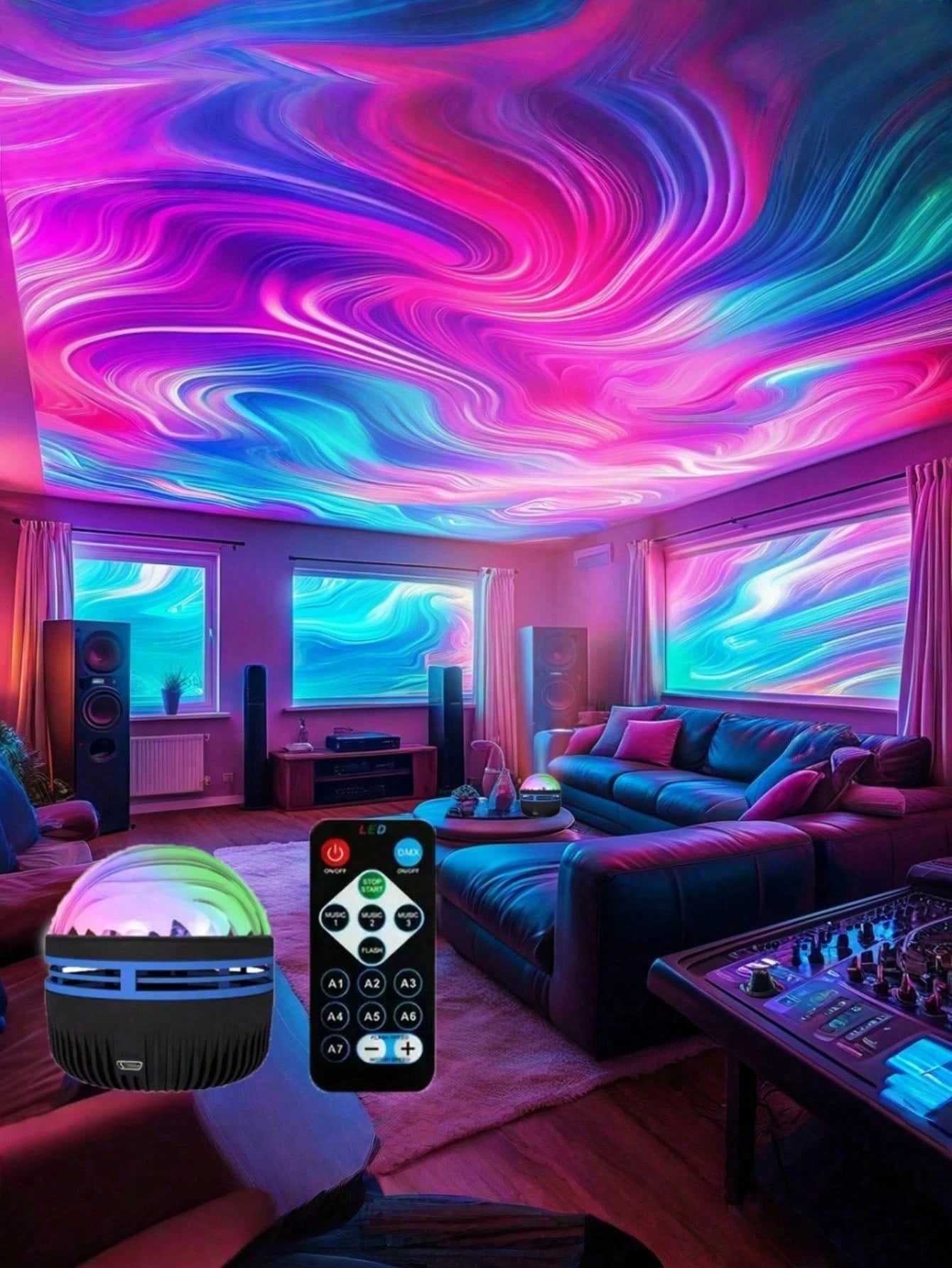 1pc LED Northern Lights Aurora - Home Cinema Galaxy ulasan dan harga