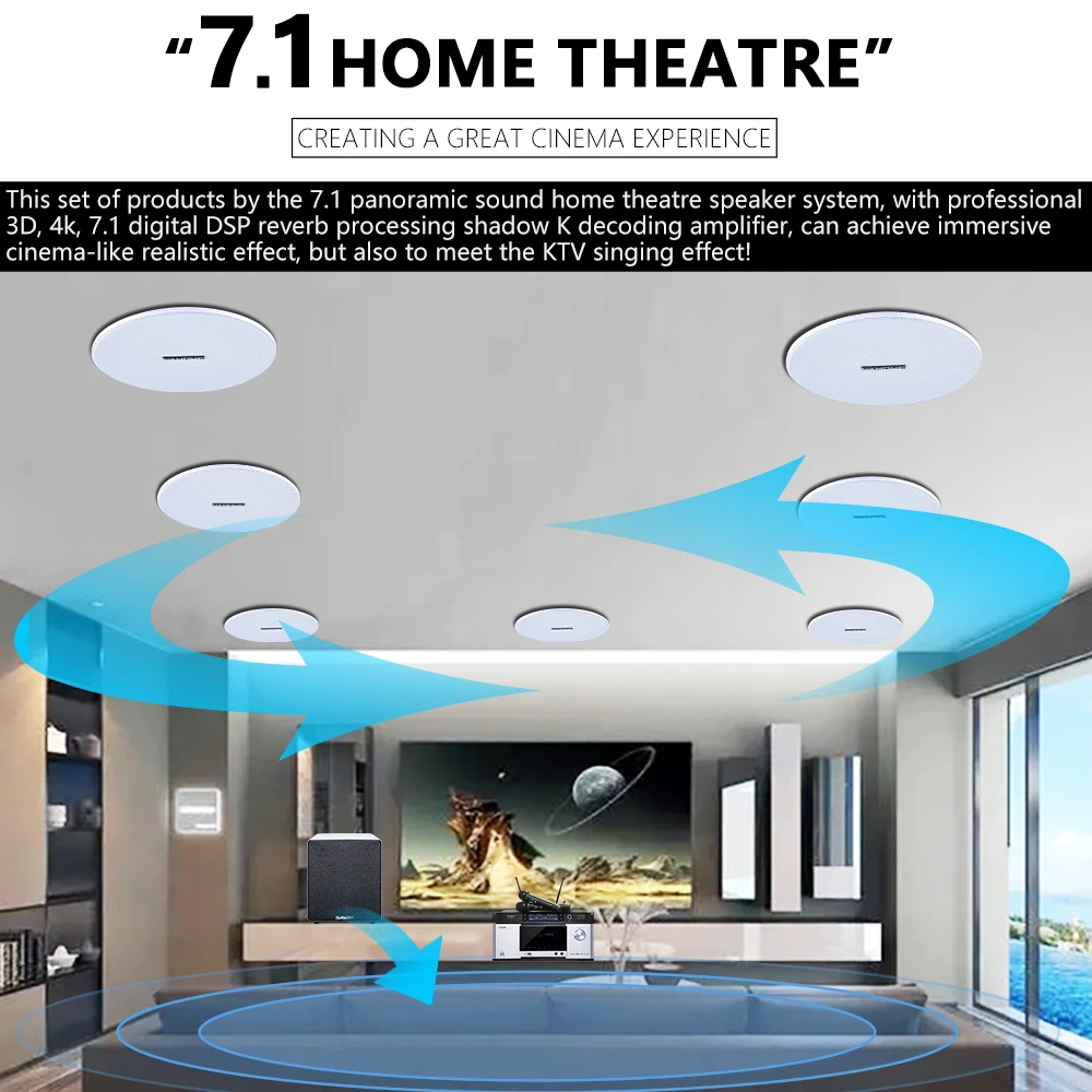 7.1 Home Theater Ceiling Speak - Home Cinema Sound System ulasan dan harga