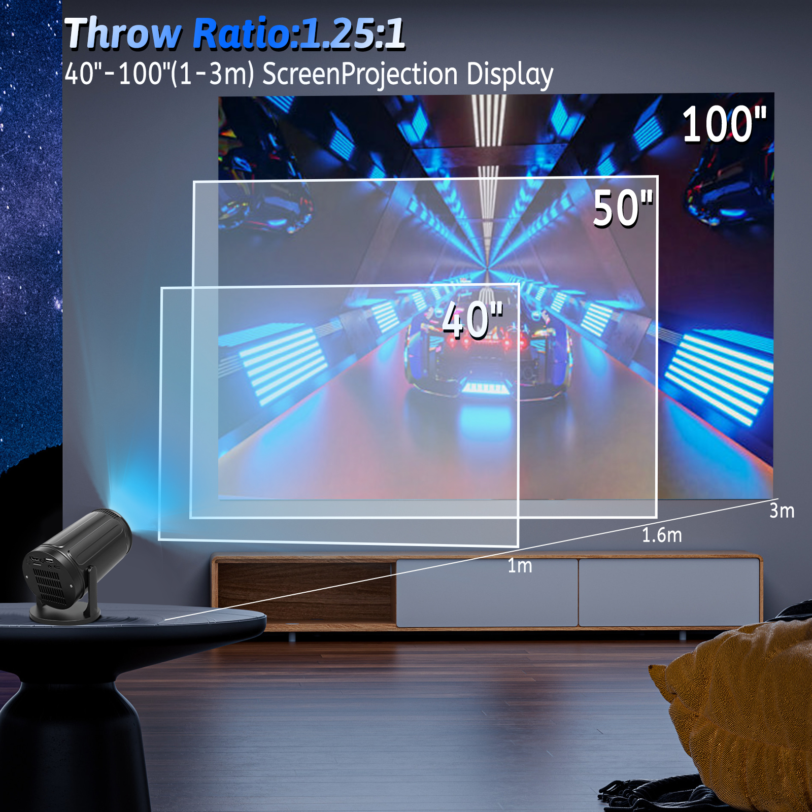 RUSMR Projector RY008  PRO 4K  - Home Cinema Outdoor ulasan dan harga