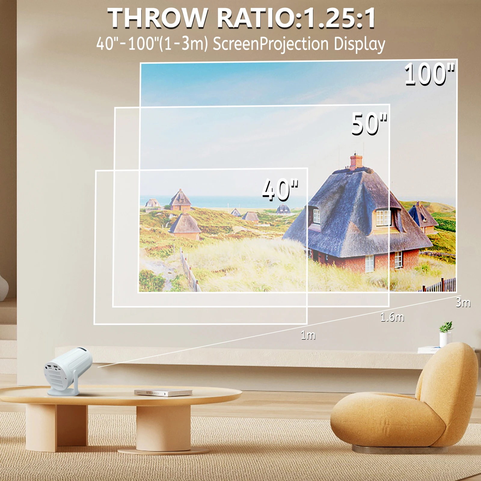 RUSMR Projector RY008  PRO 4K  - Home Cinema Outdoor ulasan dan harga