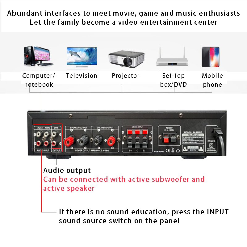 110/220V 2000W Bluetooth Power - Home Cinema Ampli ulasan dan harga