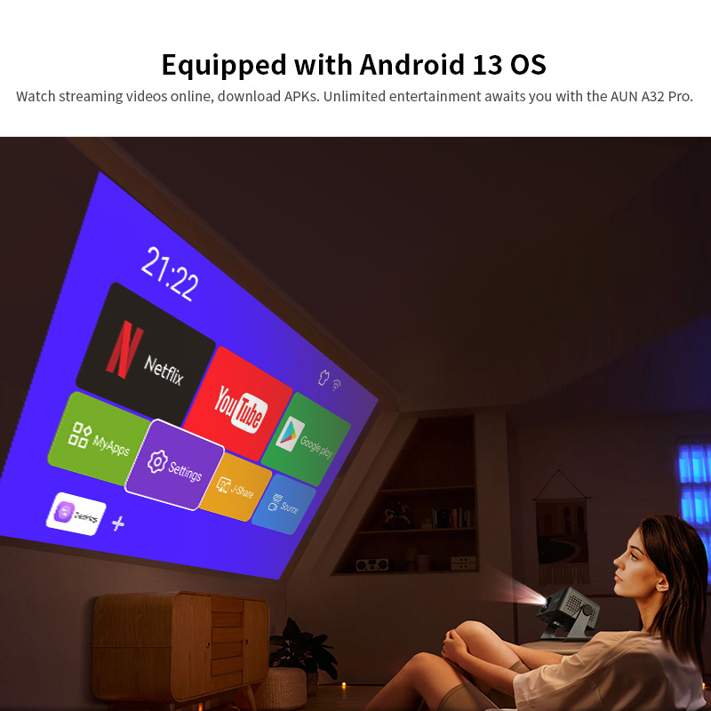 AUN A32 Pro Android 13 Project - Home Cinema Kids ulasan dan harga