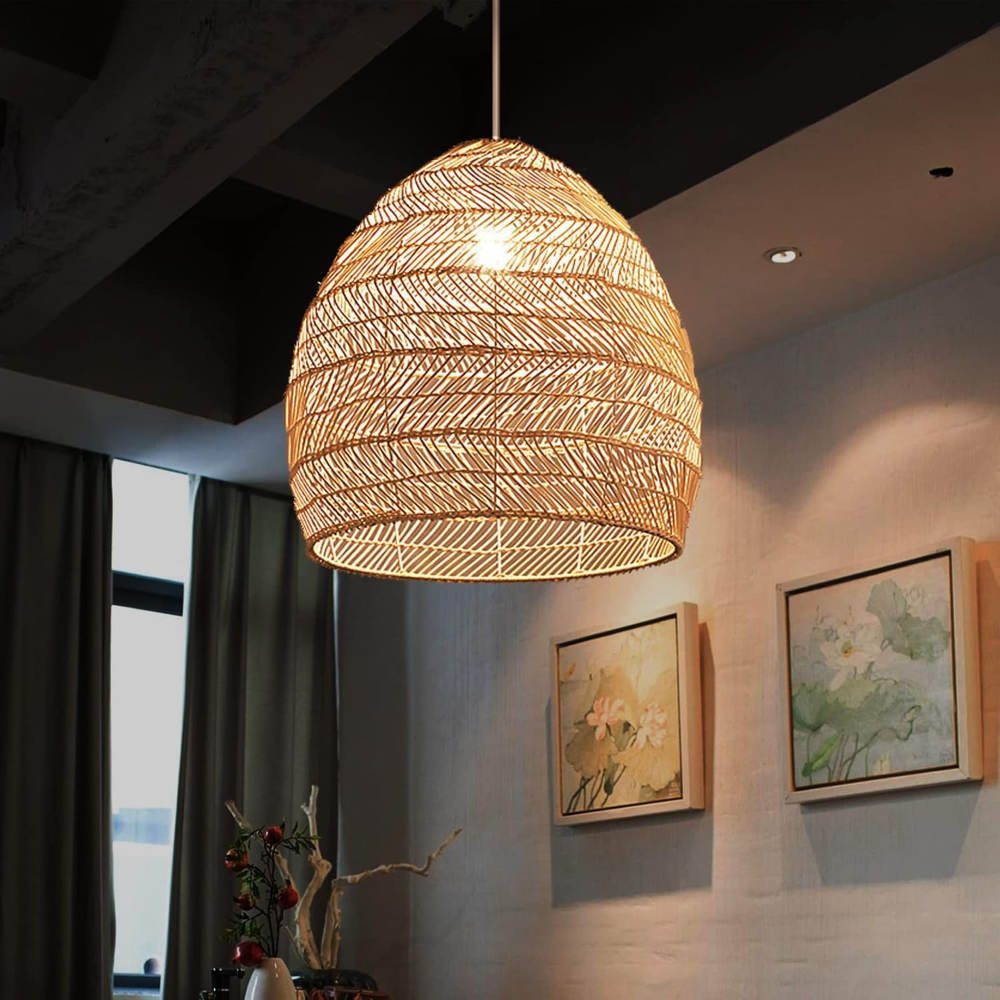 Rattan Woven Pendant Light Sha - Home Cinema Glasses ulasan dan harga
