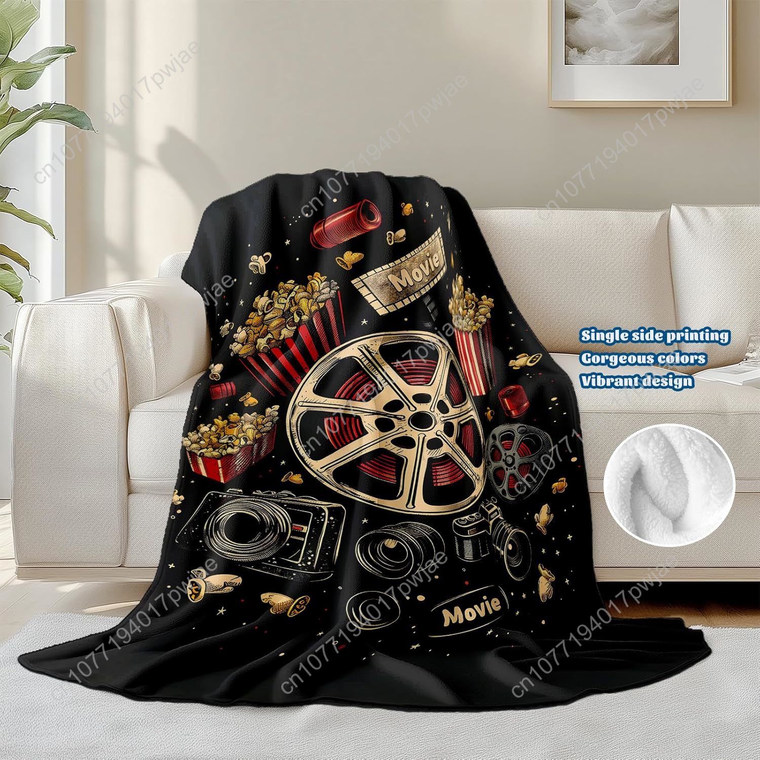 Movie Ticket Popcorn Throw Bla - Home Cinema Kids ulasan dan harga