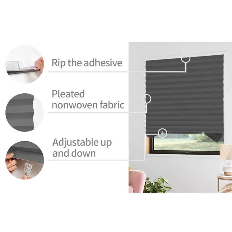 1Pc Self-adhesive Pleated Blin - Home Cinema Glasses ulasan dan harga