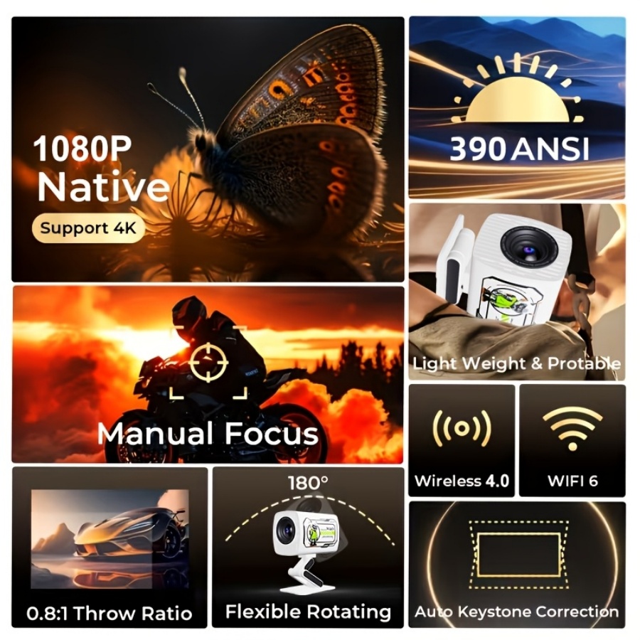 2026 New 1080P Projector Porta - Home Cinema Outdoor ulasan dan harga