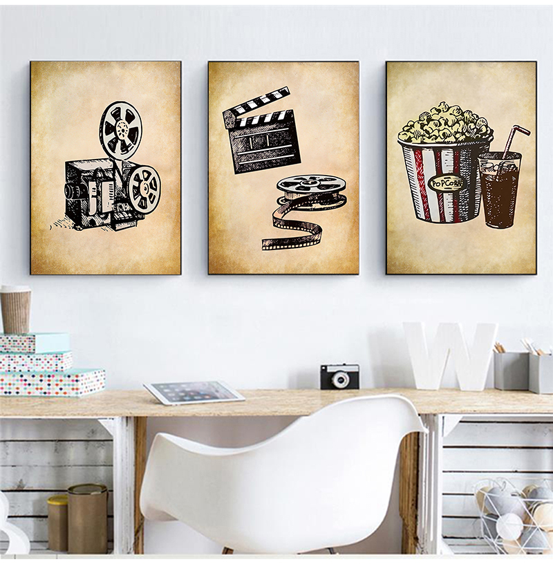 Movie Theater Vintage Art Canv - Home Cinema Wall Art ulasan dan harga