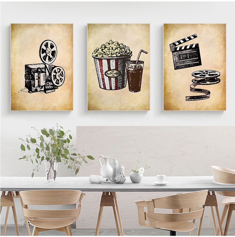 Movie Theater Vintage Art Canv - Home Cinema Wall Art ulasan dan harga