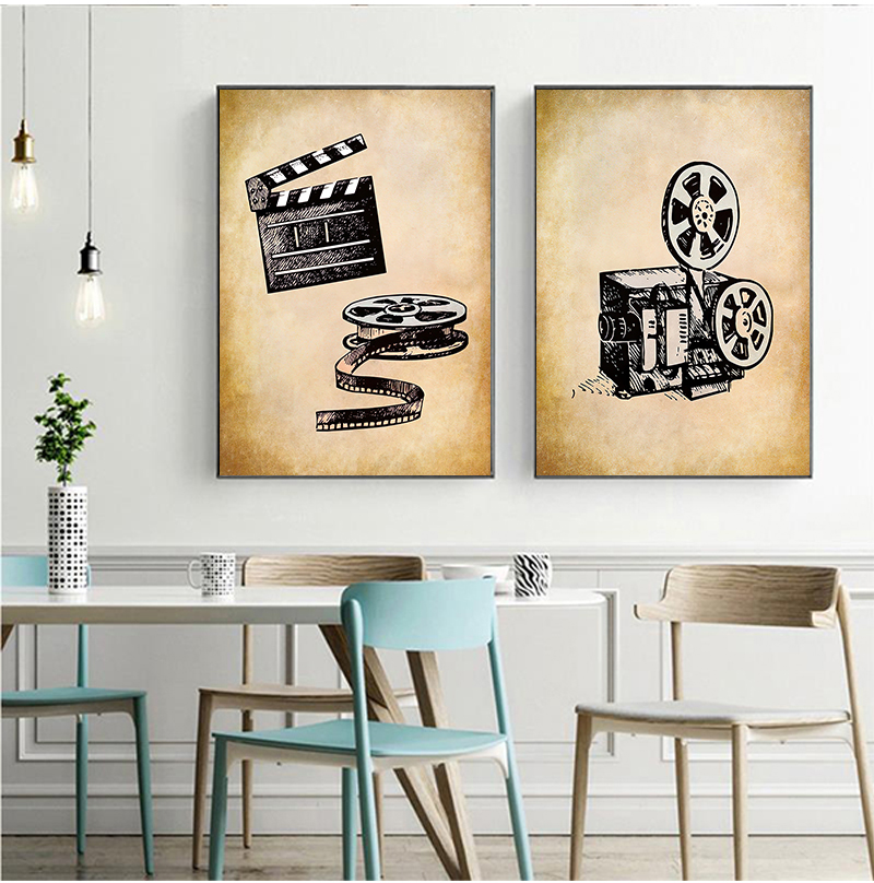 Movie Theater Vintage Art Canv - Home Cinema Wall Art ulasan dan harga