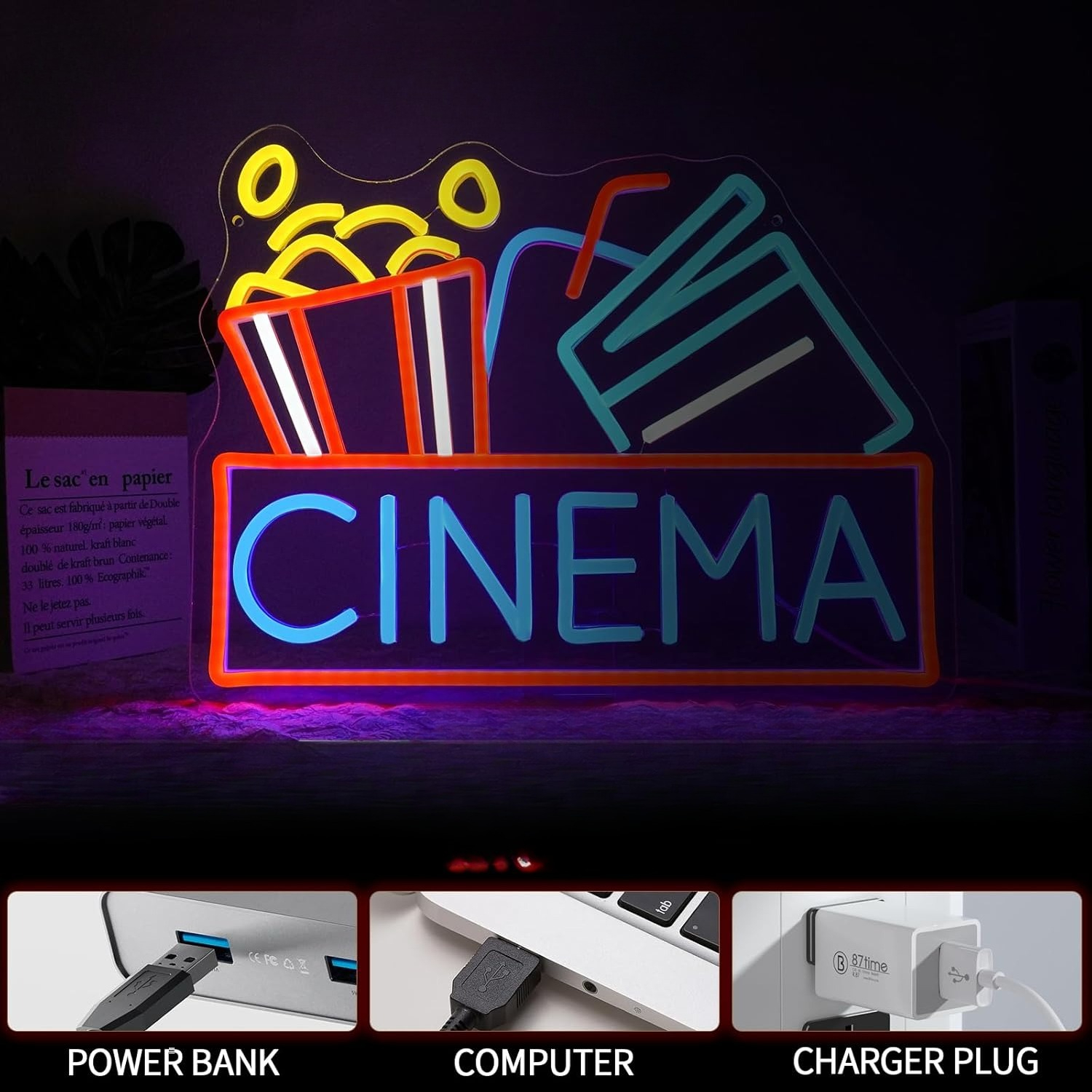 Cinema Neon Sign USB Powered L - Home Cinema Outdoor ulasan dan harga